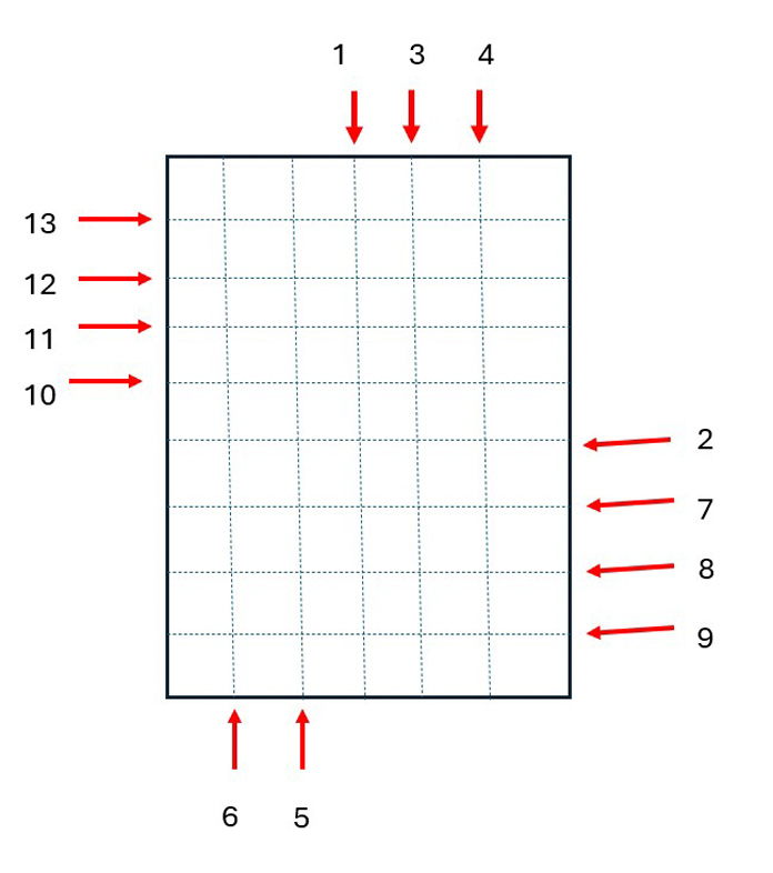 A diagram with lines, arrows, and numbers