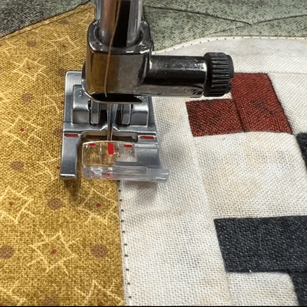 Close-up of quilting with a straight line on the PFAFF creative icon 2