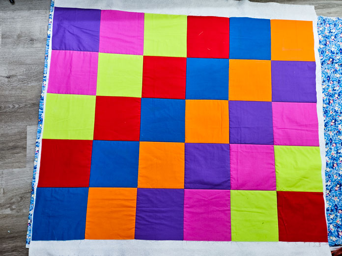 A bright-colored quilt