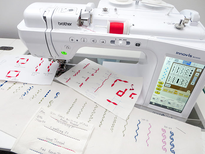 Decorative stitch samples. Brother Innov-ís BQ3050 sewing and quilting machine, Mont Marte Signature Fabric Art Set