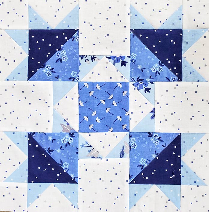 A blue and white quilt block