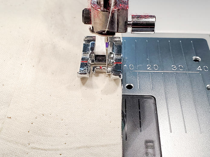 Sewing a ¼" seam allowance using Presser Foot A on the Husqvarna Viking Brilliance 75Q sewing machine