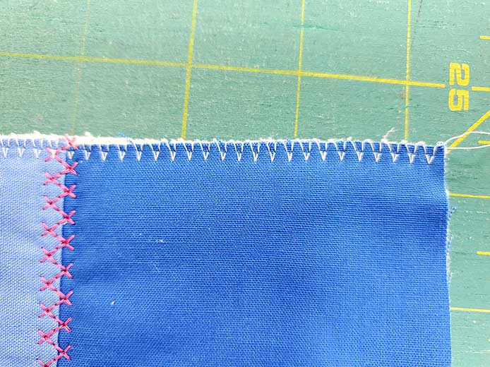 The overcast edge of the quilt sample stitched on the Husqvarna Viking EPIC 95Q
