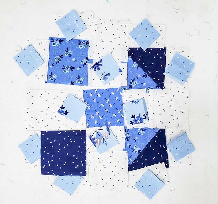 Blue and white fabric from the Blue Stitch collection by Riley Blake Designs for Block 6.
