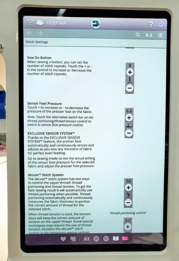 The User Guide on the interactive touch screen on the Husqvarna Viking EPIC 95Q