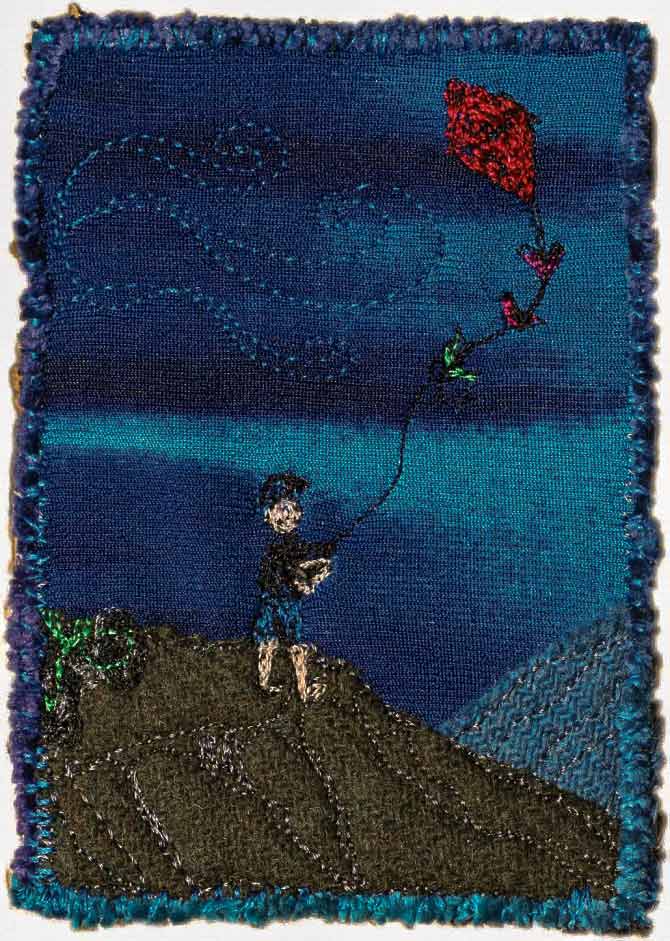 Quilted postcards can be whatever you wish them to be, there are no rules to creativity other than letting it soar! Just recreate what's on your mind. This card created by Debbie Bates.