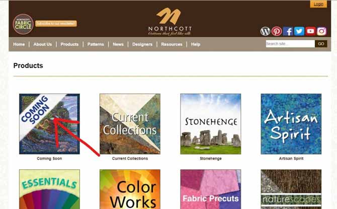 The Products section of the website
