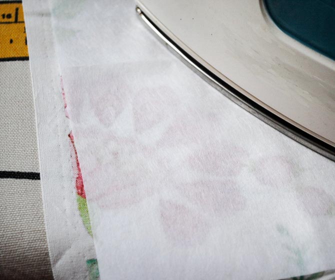 Ironing on the fusible interfacing