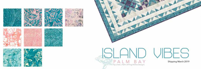 Fabrics from the Banyan Batiks Island Vibes collection in the Palm Bay colorway