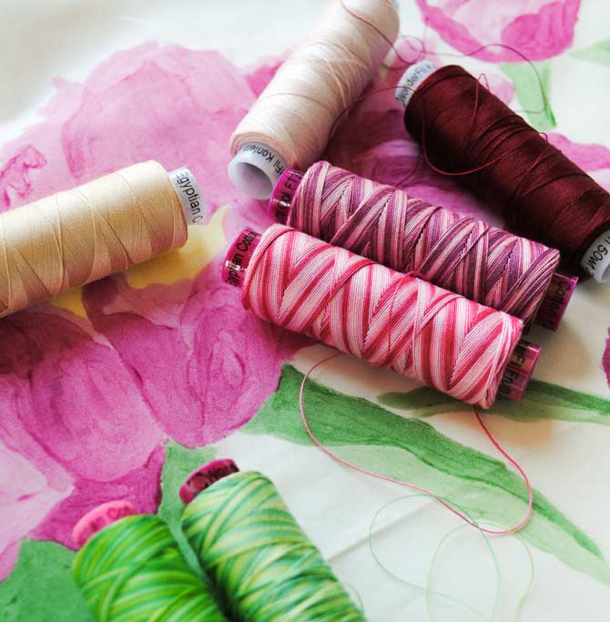 Picking threads for the peony