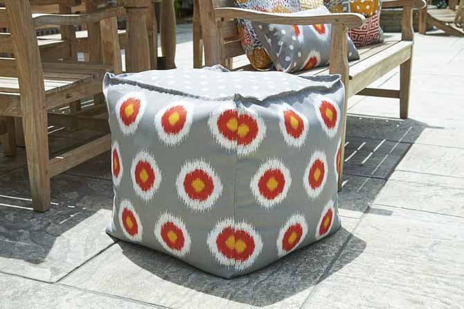 The cube is a versatile decor accent for indoors and out. Use Coats Outdoor Thread if making it for your patio space.