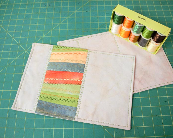 Step 3 is to turn the placemats right side out and press. Stitch close to the edge of the placemat and you won't have to hand sew the opening closed.