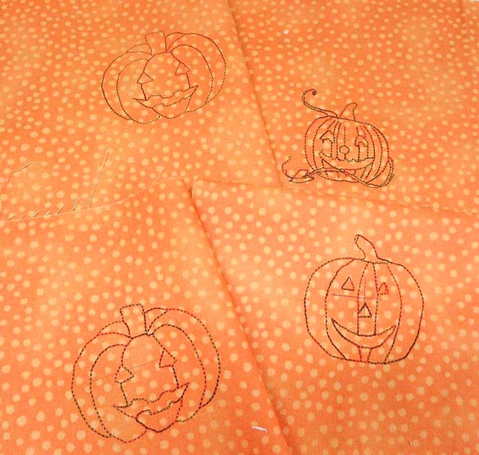 Embroidered pumpkin designs stitched out by THE Dream Machine 2