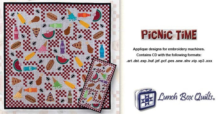 Lunch Box Quilts - Picnic Time (with CD) applique designs for embroidery machines