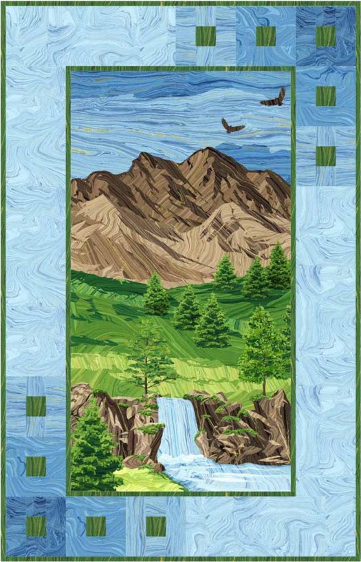 Mountain Peak panel quilt using Sandscapes fabrics by Northcott 35" x 55"