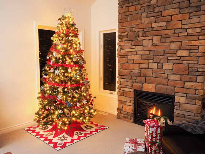 The tree skirt adds the finishing touch to this gorgeous tree