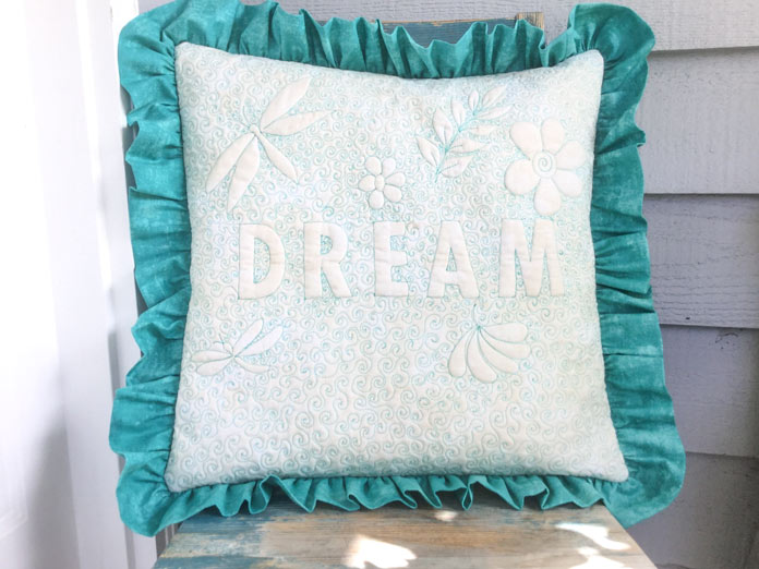 Say it with free motion quilting - designer cushion
