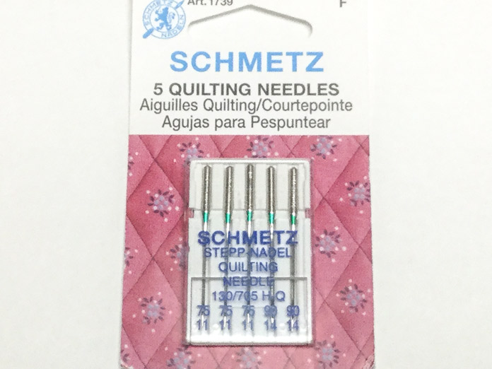 A package of SCHMETZ 75/11 Quilting needles suitable for many quilting techniques; using Sulky / Schmetz / Northcott / Gütermann / Fairfield. A thread painting and free motion quilting tutorial