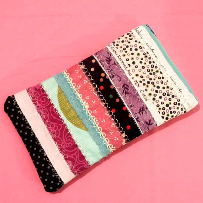 Stitched case with zipper