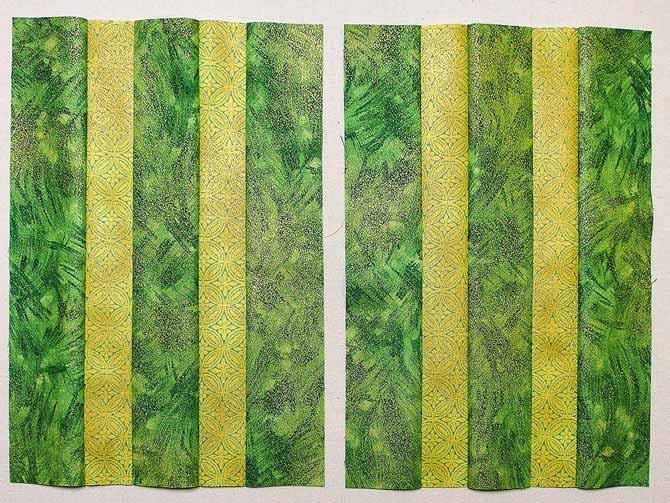 Two green striped blocks