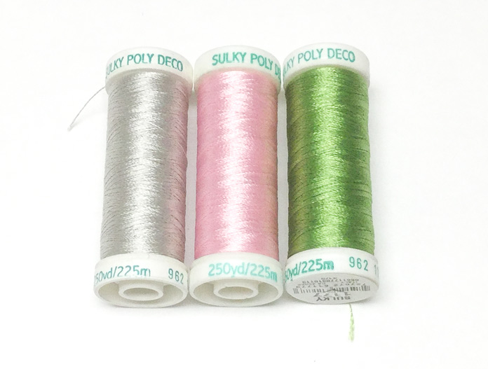 Sulky Poly Deco embroidery thread is a strong, high sheen, colorfast trilobal polyester ideal for thread painting; a tutorial on thread painting