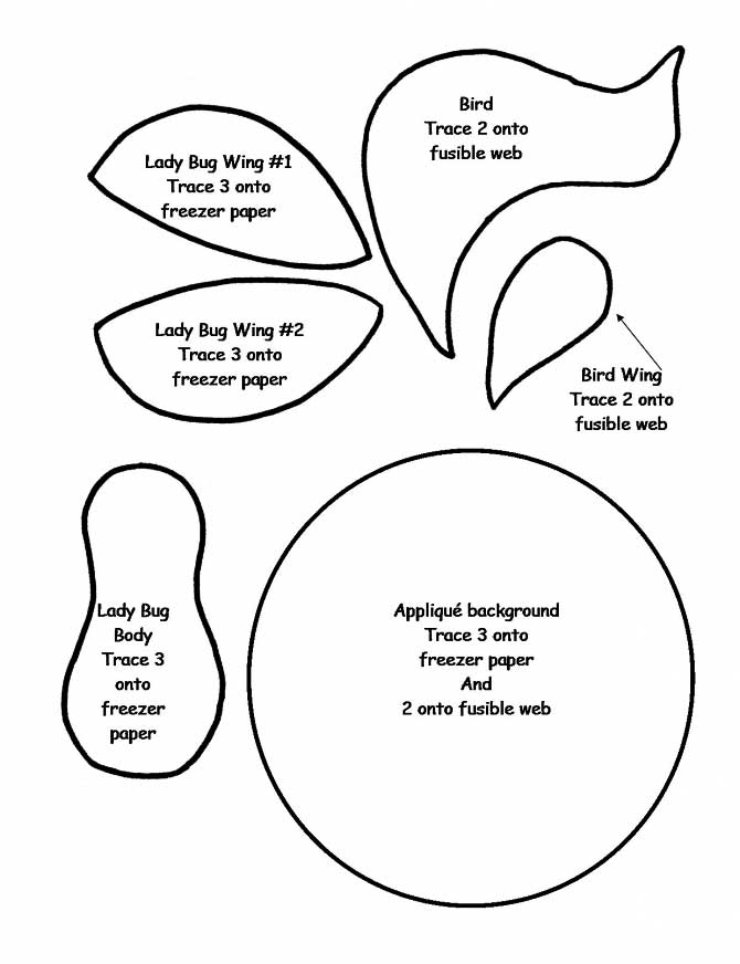 Table runner applique diagrams. Please right click on the image and save to your computer. Once it's been downloaded, set your printer setting to "actual size" and print. The diameter of the circle should measure 5 1/4".