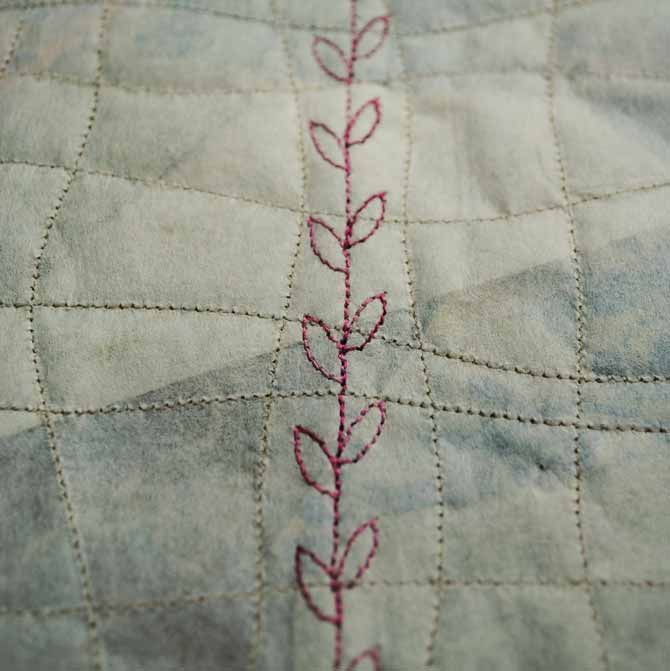 The back of the bobbin work sample that has been stitched using Dazzle thread from WonderFil.