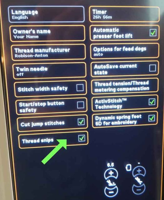 creative sensation pro machine settings menu